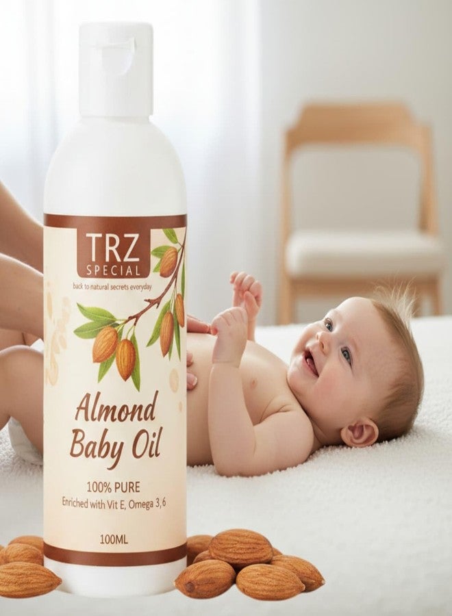 TRZ Pure Almond Oil child Whitening baby MassageOil 100 m.l. Gentle for Baby’s Skin & Bones | With Natural Oils| Skin Lightening Baby Glow Oil Tel - Image 1