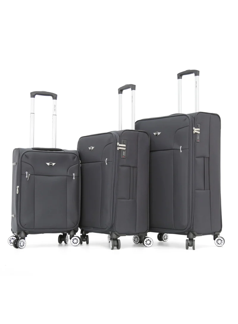 ديليكسي Softside Luggage Trolley Bag 3 Pieces Set,Grey (S-20",M-24",L-28")