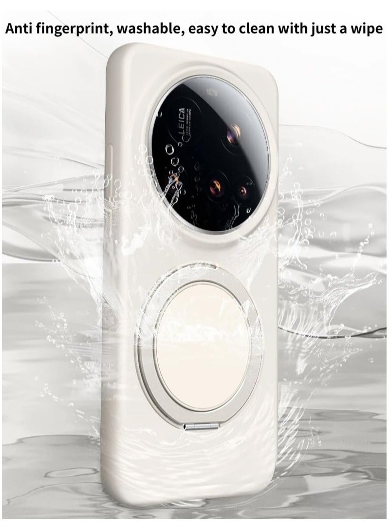 عام غطاء مغناطيسي لشاومي 15 الترا - غطاء سيليكون سائل مع بطانة من الألياف الدقيقة، مضاد لبصمات الأصابع قابل للغسل مقاوم للصدمات مع حامل دوار يدعم الشحن اللاسلكي - Image 3