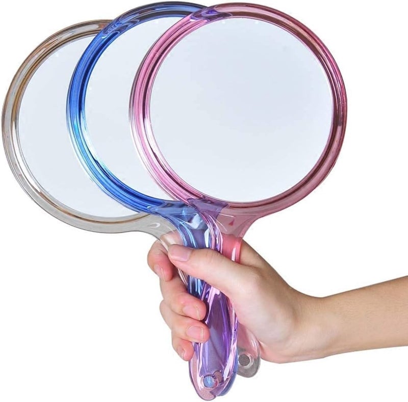 COSLUXE DoubleSided Handheld Mirror 1X3X Magnifying Mirror Makeup Mirror with Handle Mirrors Rounded Shape Multicoloured Small Medium Large - Image 1