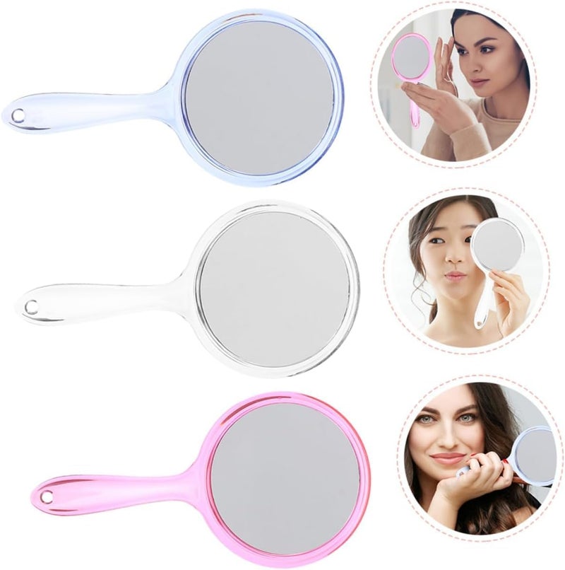 COSLUXE DoubleSided Handheld Mirror 1X3X Magnifying Mirror Makeup Mirror with Handle Mirrors Rounded Shape Multicoloured Small Medium Large - Image 3