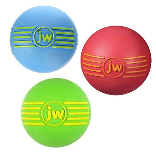 JW Pet Company iSqueak Ball Rubber Dog Toy Medium Colors Vary 3 Pack