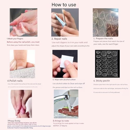 YUISI 24Pcs Press on Nails Kit Reusable Fake Nails Sets, Full Cover Artificial Fingernails, with Easy Glue Tab application - Image 4