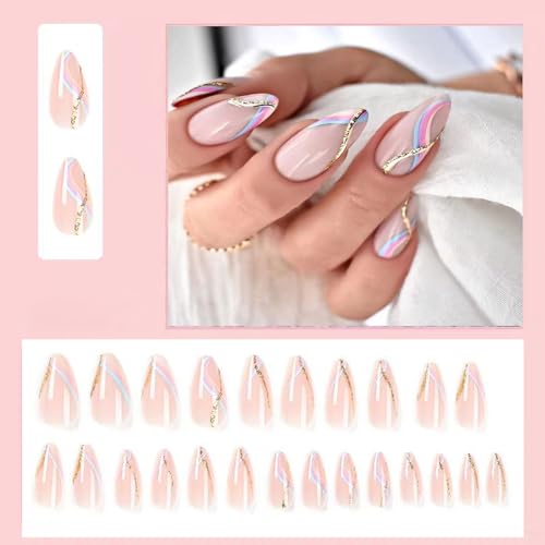 YUISI 24Pcs Press on Nails Kit Reusable Fake Nails Sets, Full Cover Artificial Fingernails, with Easy Glue Tab application - Image 2