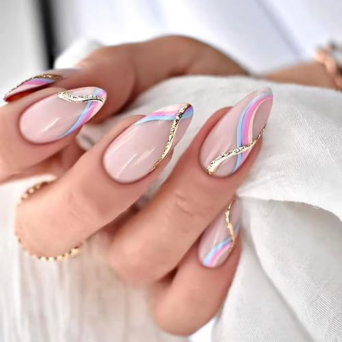 YUISI 24Pcs Press on Nails Kit Reusable Fake Nails Sets, Full Cover Artificial Fingernails, with Easy Glue Tab application - Image 1