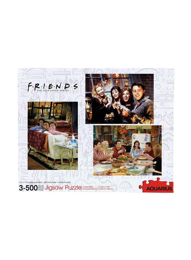 Aquarius Set Of 3 Friends Puzzles (Three 500 Piece Jigsaw Puzzles) Glare Free Precision Fit Officially Licensed Friends Merchandise & Collectibles 14X19 Inches - Image 2