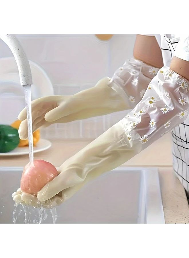 قفازات تنظيف PVC بأكمام طويلة وردية مقاومة للماء لغسيل الأطباق منزلية متينة غير قابلة للانزلاق - Image 5
