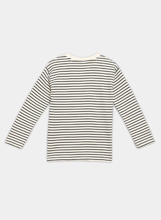 MINIKLUB Boys Striped Long Sleeve Cotton T-Shirt - Image 2