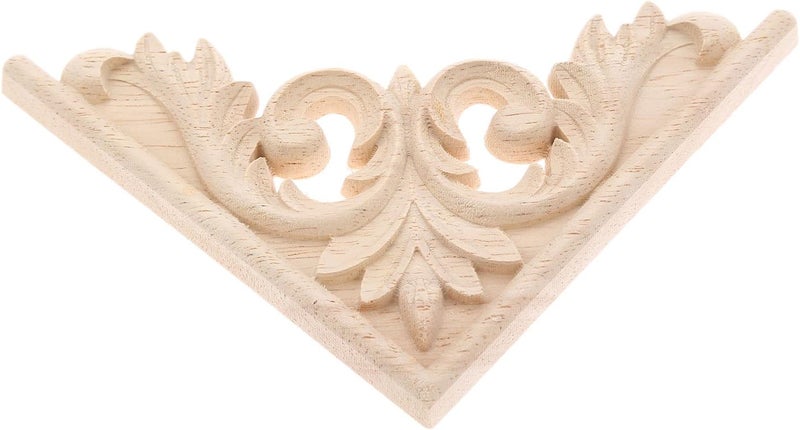MUXSAM 4-Pack Wood Carved Applique Corner Onlay, 11x11cm/4.33"x4.33", Unpainted Furniture Decals for Cabinet Cupboard Corner Door Bed Home Decoration(Style-B) - Image 5