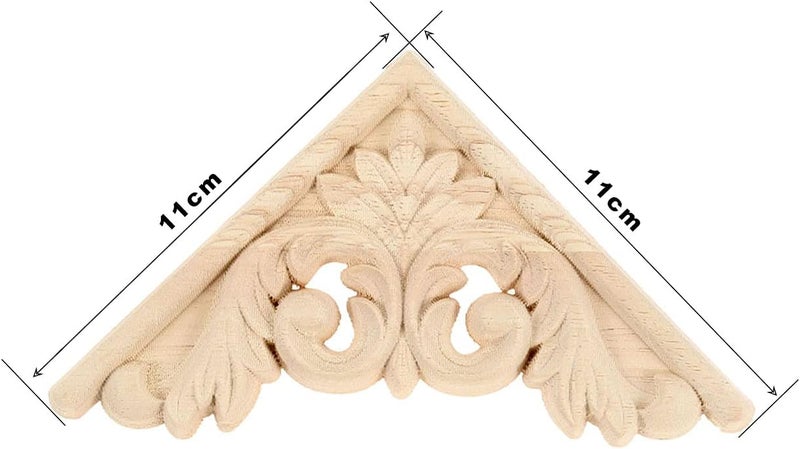 MUXSAM 4-Pack Wood Carved Applique Corner Onlay, 11x11cm/4.33"x4.33", Unpainted Furniture Decals for Cabinet Cupboard Corner Door Bed Home Decoration(Style-B) - Image 2