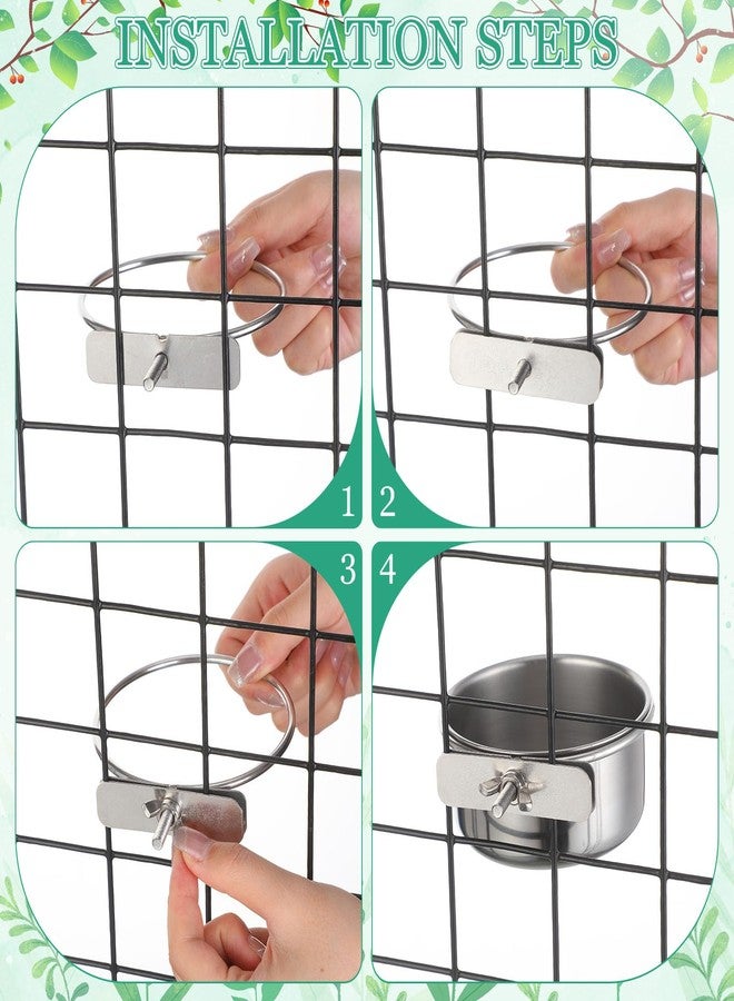 Ziliny 24 Pcs Stainless Steel Parrot Food Bowls Bulk 10 oz Bird Feeding Dish Cups for Cages Bird Bowls with Clamp Pet Water Feeders Cage Accessories for Parakeet Parrot Budgie Rabbit Chicken - Image 4