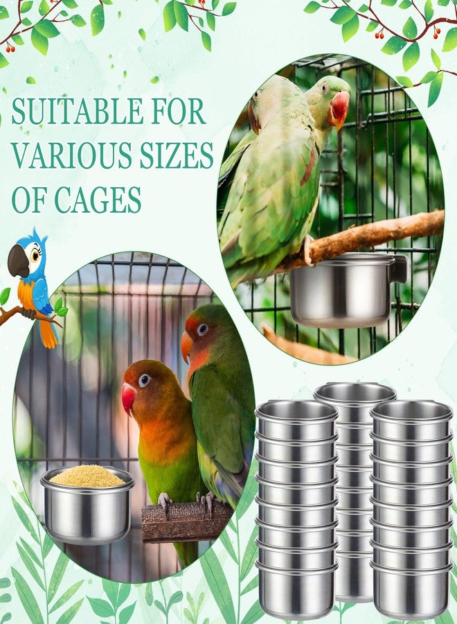 Ziliny 24 Pcs Stainless Steel Parrot Food Bowls Bulk 10 oz Bird Feeding Dish Cups for Cages Bird Bowls with Clamp Pet Water Feeders Cage Accessories for Parakeet Parrot Budgie Rabbit Chicken - Image 5