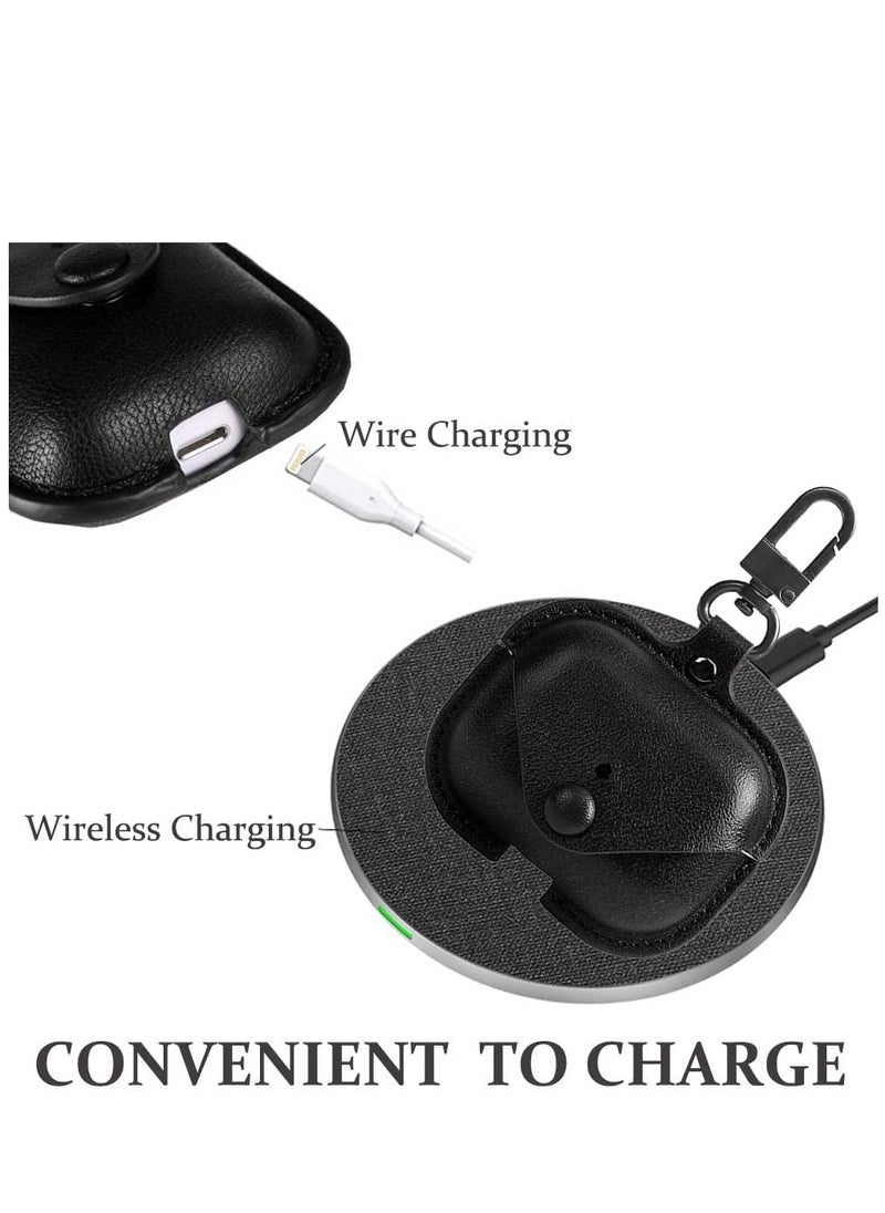 ANYOGRO - Airpods 4 Case with Keychain, Genuine Leather Protective Shockproof Scratch Resistant Soft Silicone Cover for Airpods 4th Generation 2024, Front LED Visible - Black - Image 1