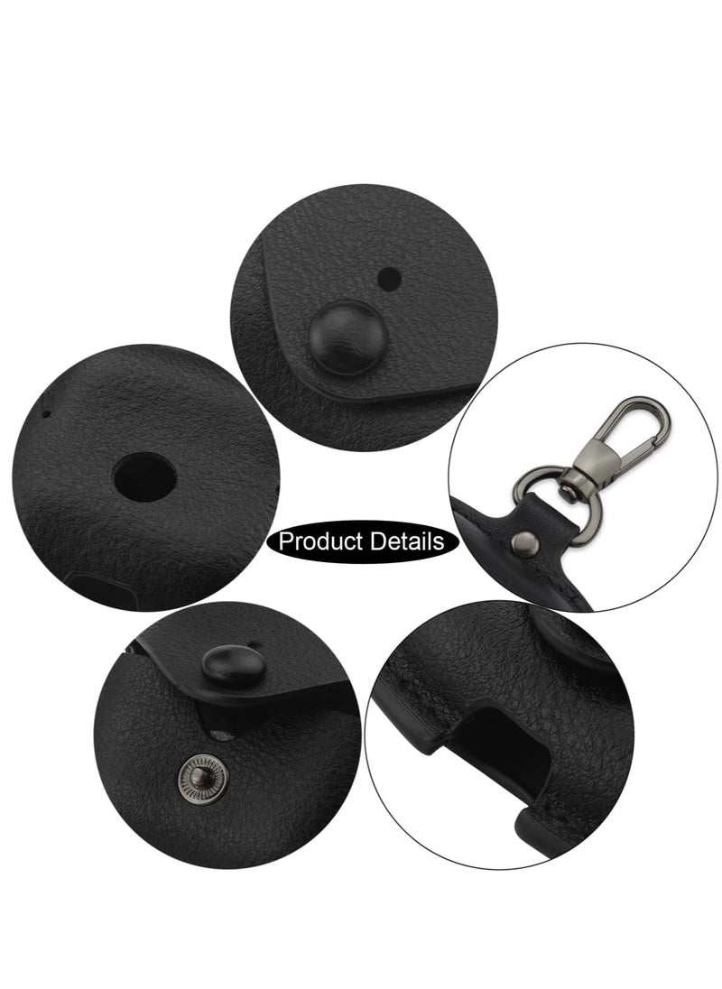 ANYOGRO - Airpods 4 Case with Keychain, Genuine Leather Protective Shockproof Scratch Resistant Soft Silicone Cover for Airpods 4th Generation 2024, Front LED Visible - Black - Image 1