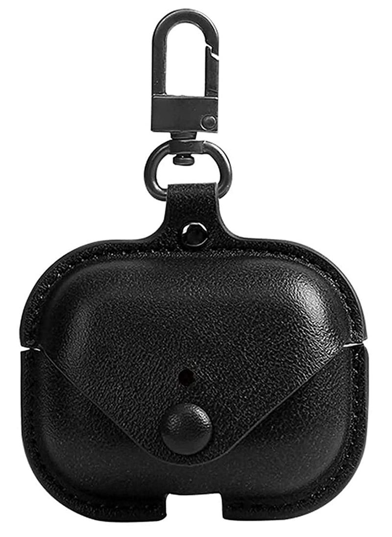 ANYOGRO - Airpods 4 Case with Keychain, Genuine Leather Protective Shockproof Scratch Resistant Soft Silicone Cover for Airpods 4th Generation 2024, Front LED Visible - Black - Image 1