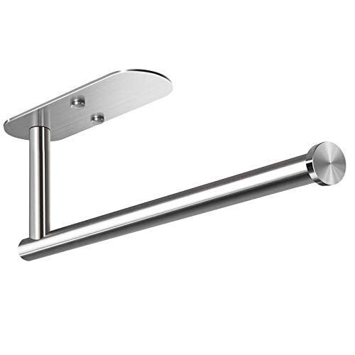 VAEHOLD Adhesive Paper Towel Holder Under Cabinet Mount, Wall Mounted Paper Towel Roll Holder for Kitchen Paper Towel, Stainless Steel（Silvery） - Image 1