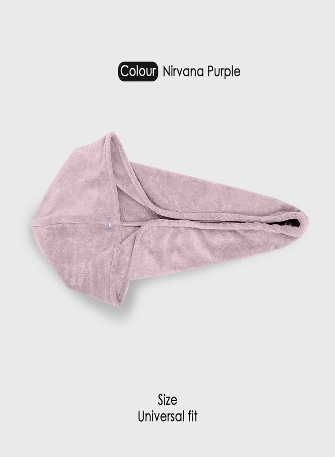 HOUSSE Microfibre Head Towels | 450 GSM High Absorbent Hair Wrap with Adjustable Buttons for Girls | Super Soft & Quick Dry Wrap Towel for Hairs | Set of 2 | 25x65 cm (Rose Taupe & Nirvana Purple) - Image 2
