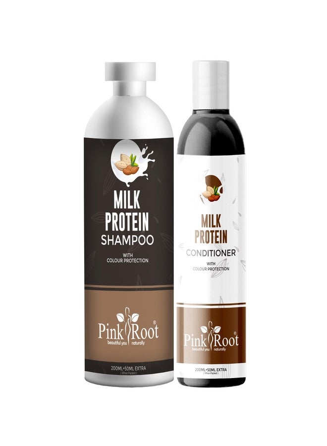 Pink Root Milk Protein Shampoo 250ml & Milk Protein Conditioner 250ml (Pack of 2) with Wheat & Milk Proteins | Long, Strong, Silky Hair - Image 2