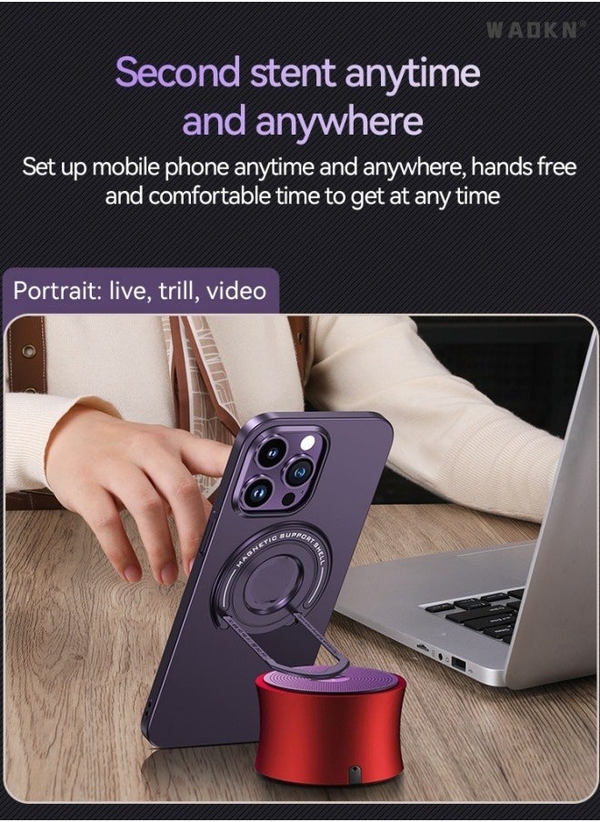 WAOKN Luxury Magnetic Case For iPhone 15 Pro With Mobile Phone Holder Hide Stand Hard Cover Purple  - Image 4