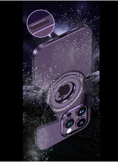 WAOKN Luxury Magnetic Case For iPhone 15 Pro With Mobile Phone Holder Hide Stand Hard Cover Purple  - Image 5
