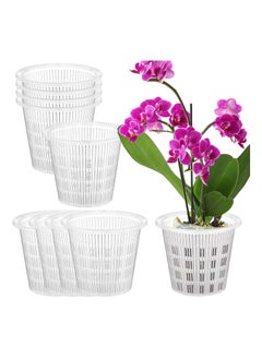 KASTWAVE 1 Pieces Clear Orchid Pot with Holes Set Orchid Breathable Slotted Clear Plastic Plant Pot Outdoor and Indoor Use (White,5.5 Inches)  - Image 1