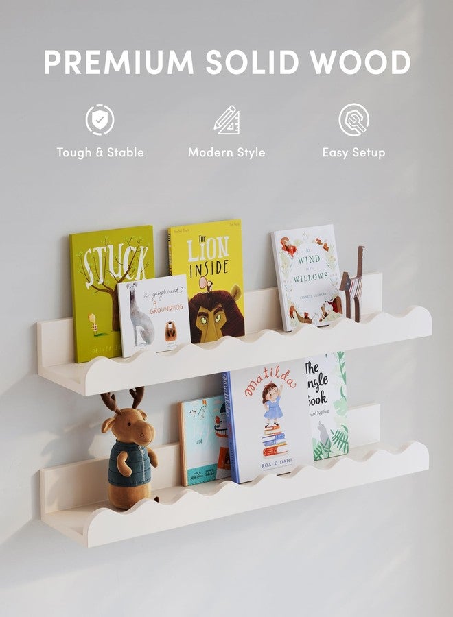 Seocry Kids' Bookshelf Set of 4 - White Floating Nursery Book Shelves, Picture Ledge Shelf for Wall Decor and Storage - Perfect for Books, Toys, Photo Frames, and Nursery Décor - Image 3