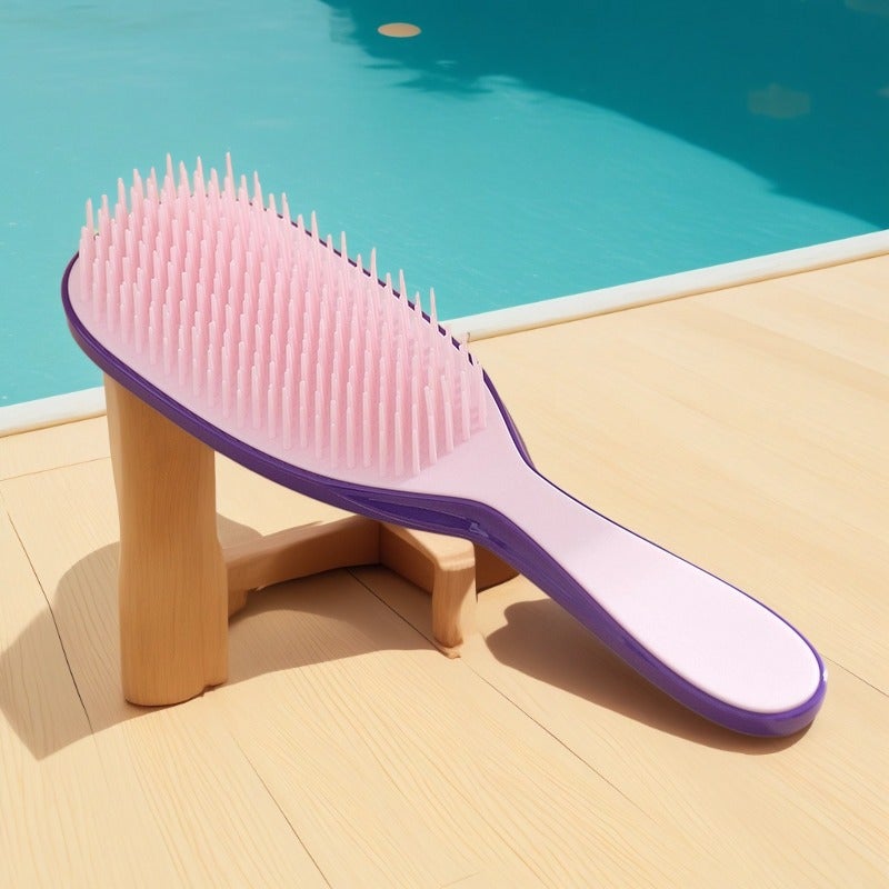 Generic New Smart Comb TT Straight Hair Comb British Princess Comb Curly Hair Massage Comb Magic Comb Anti-Knot Hair Comb Purple pink color matching [long handle air cushion comb]]