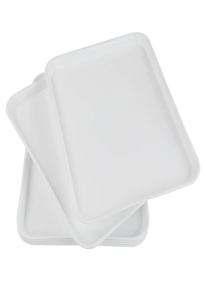 Ponpong White Large Plastic Fast Food Serving Tray, Rectangle, 6 Packs - Image 1
