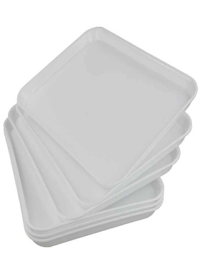 Ponpong White Large Plastic Fast Food Serving Tray, Rectangle, 6 Packs - Image 2