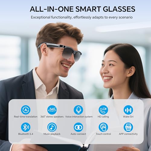 WAMOVAL Smart Glasses - Bluetooth Glasses for Men with 160 Languages Translation UV Protection Sunglasses with Chat GPT Multifunctional Smart Glasses for Men Women Travel,Work,Business,Fishing,Driving - Image 4