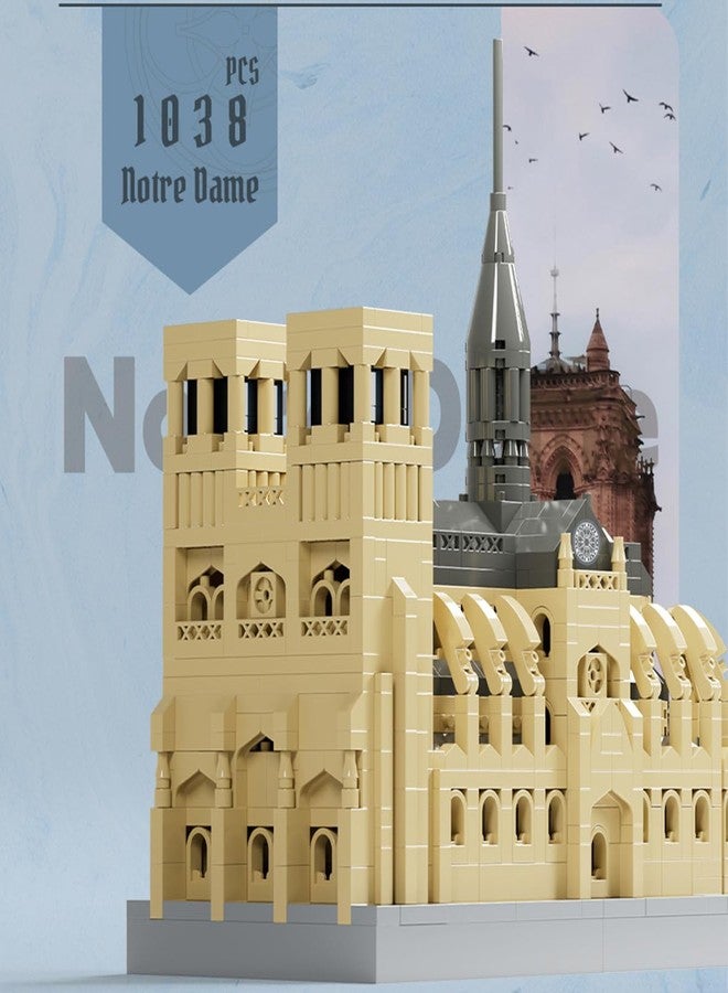 مجموعة مكعبات بناء كاتدرائية نوتردام الصغيرة من LNZDD، تصميم معماري شهير، 1038 قطعة، هدايا للأطفال والكبار - Image 4