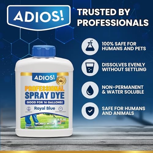 Adios! Professional Blue Spray Dye Marker, (8oz), Makes 16 Gallons of Indicator for Grass and Lawn Care, Safe for Mixing - Image 3