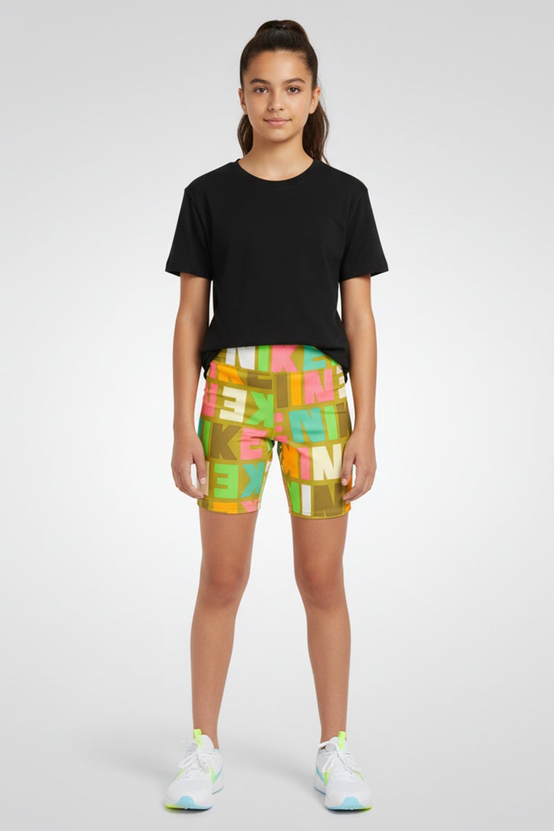 Nike Kids Girl Brand Logo Training Shorts, Multicolor - Image 1