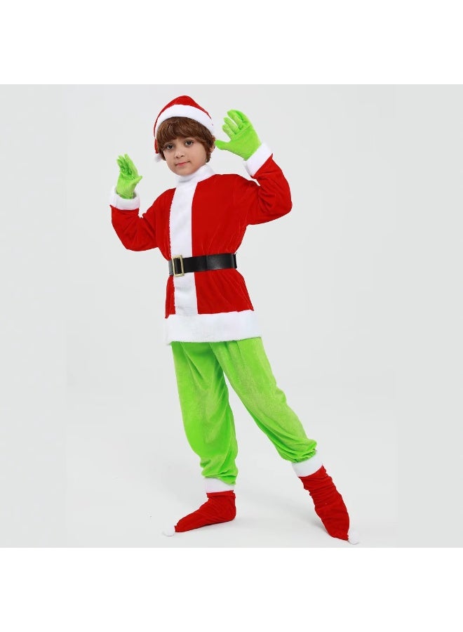 Children's Christmas Oddball Green-Haired Monster Grinch Party Costume - Image 2