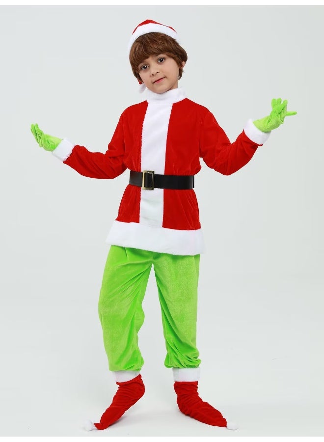 Children's Christmas Oddball Green-Haired Monster Grinch Party Costume - Image 1