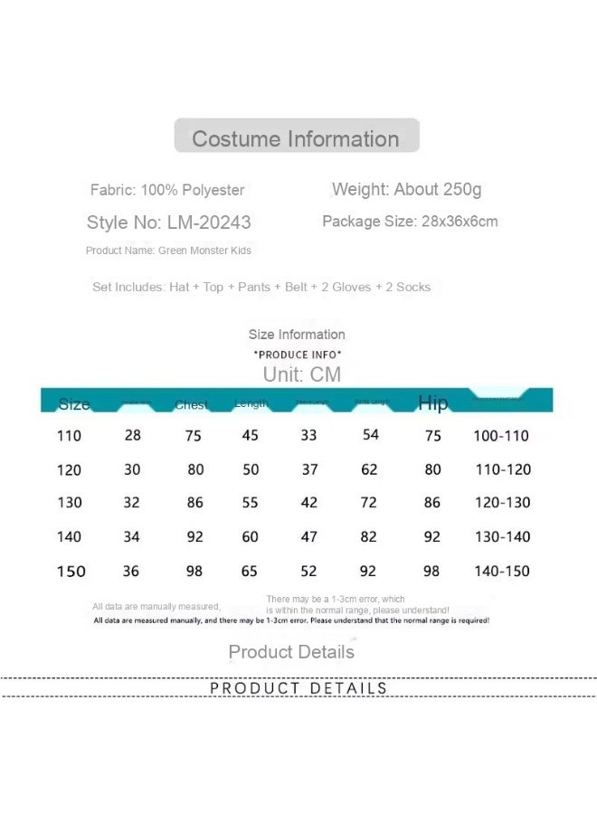 Children's Christmas Oddball Green-Haired Monster Grinch Party Costume - Image 4