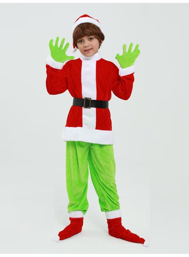 Children's Christmas Oddball Green-Haired Monster Grinch Party Costume - Image 3