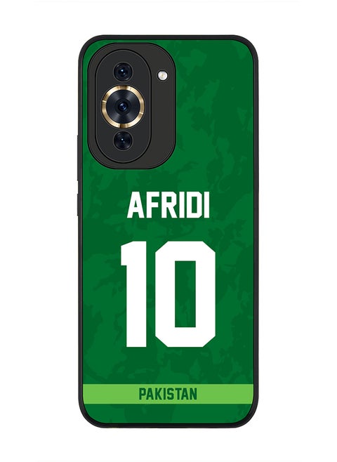Rugged Black Edge Case for Huawei nova 10 Pro, Slim fit Soft Case Flexible Rubber Edges Thin Cover - Player Name - AFRIDI, Jersey Number- 10