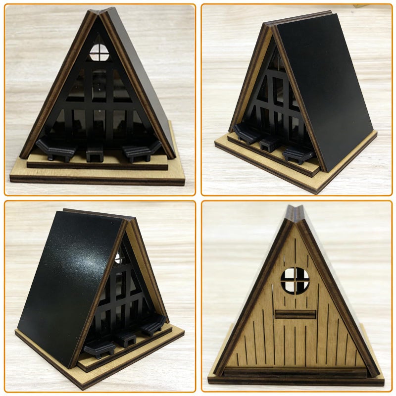 JULEASEL Modern Black A-Frame Mini Cabin with Removable Roof, Plant Mini Treehouse â€“ Miniature Treehouse for Fairy Gardens, Plant Pots & Desktop DÃ©cor - Image 5