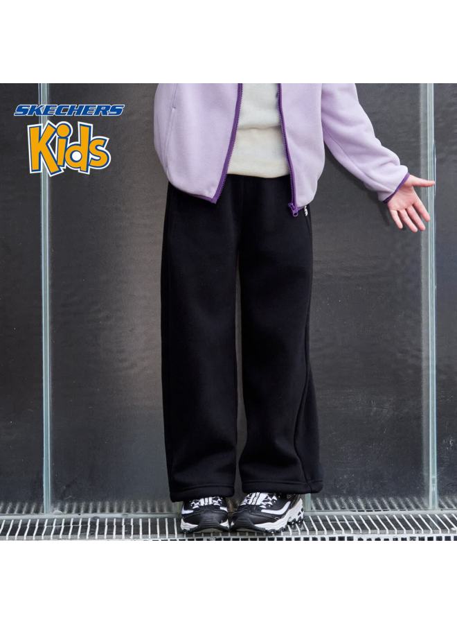 Skechers Girls' Kids Pants Winter Casual Knit Straight-leg Trousers Carbon Black 140 - Image 1