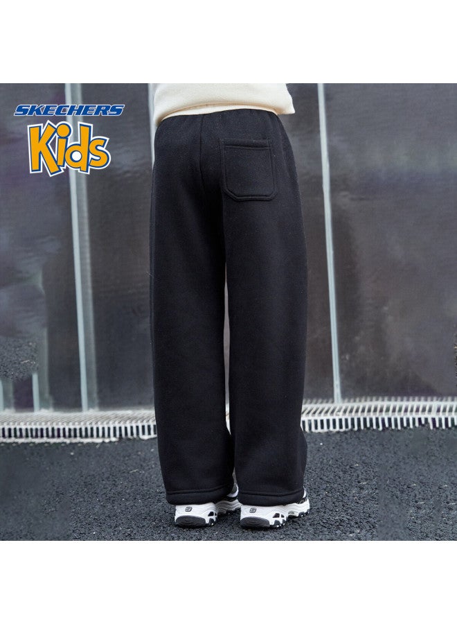 Skechers Girls' Kids Pants Winter Casual Knit Straight-leg Trousers Carbon Black 140 - Image 4