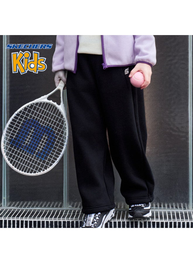 Skechers Girls' Kids Pants Winter Casual Knit Straight-leg Trousers Carbon Black 140 - Image 3