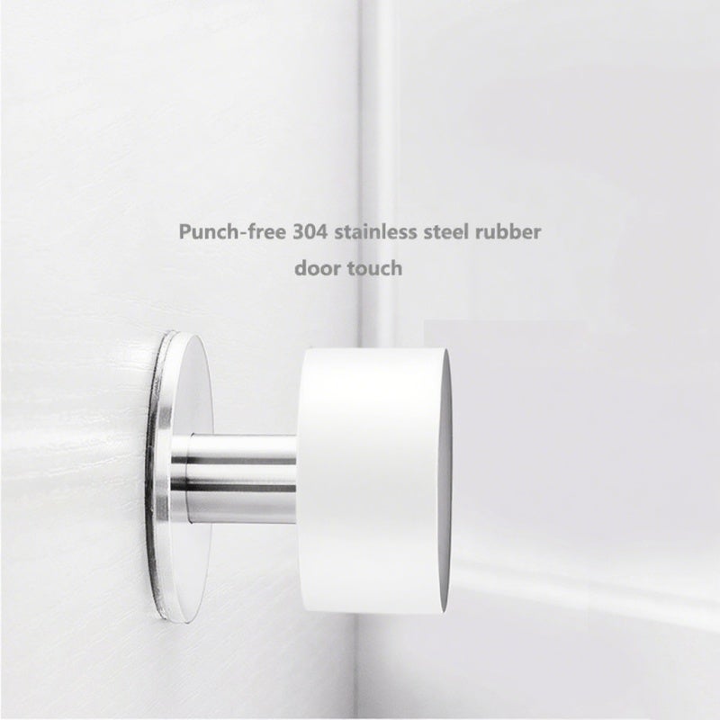 304 Stainless Steel Drill-Free Door Stopper Anti-Collision Door Bumper Black Rubber Security Door Doorstop Floor Mounted Door Holder - Image 4
