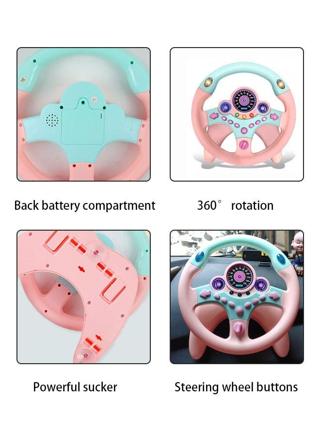 Hanayo لعبة عجلة القيادة الدوارة للأطفال - عجلة قيادة سيارة للأطفال مع صوت وضوء - محاكي قيادة عجلة القيادة للأطفال للعب في السيارة - هدية تعليمية مبكرة للأولاد والبنات (وردي) - Image 4