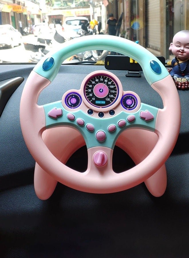 Hanayo لعبة عجلة القيادة الدوارة للأطفال - عجلة قيادة سيارة للأطفال مع صوت وضوء - محاكي قيادة عجلة القيادة للأطفال للعب في السيارة - هدية تعليمية مبكرة للأولاد والبنات (وردي) - Image 5