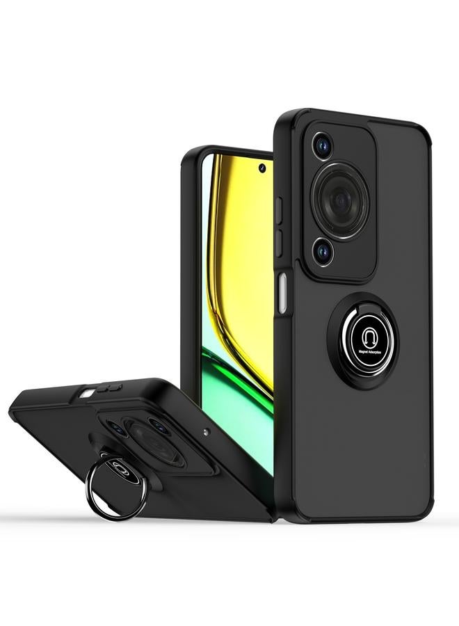 جراب TPU هجين لهاتف Huawei Enjoy 70 / nova Y72 Q Shadow 1 Series PC مع حلقة (أسود + أسود)