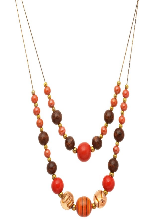 دي سي أيه قلادة زجاجية متعددة الخيوط برتقالية اللون من DCA للنساء (4438) - Image 3