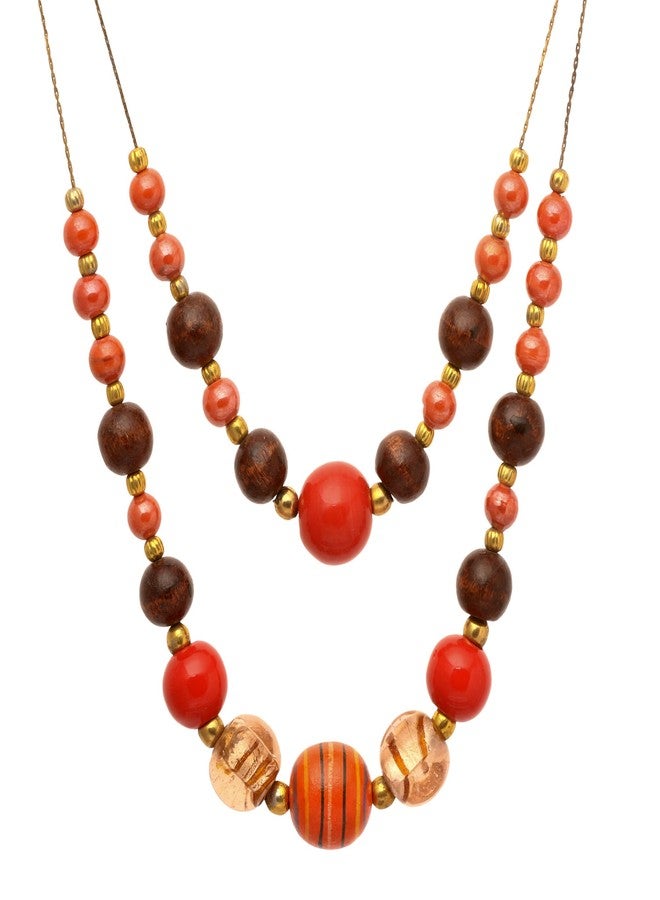 دي سي أيه قلادة زجاجية متعددة الخيوط برتقالية اللون من DCA للنساء (4438) - Image 1