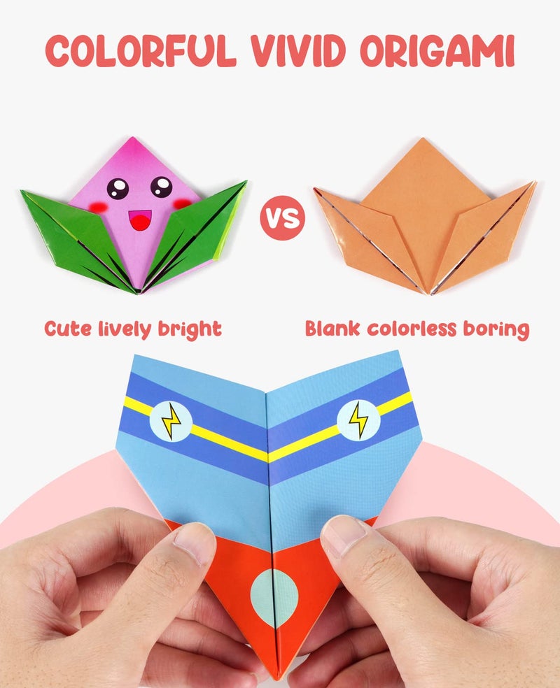 Gamenote Colorful Origami Kit for Kids 54 Projects 120 Double Sided Origami Paper 12 Sheets Practice Papers Instructional Origami Book Origami Gift for 4+ Girls Boys Adult Beginners Training Craft - Image 3