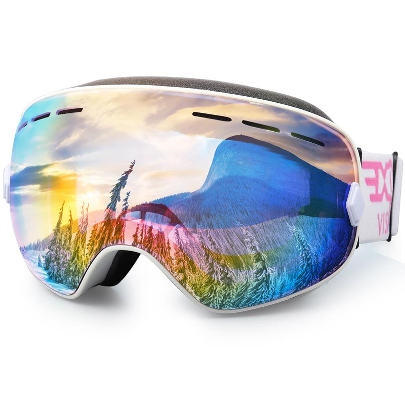 EXP VISION Ski Snowboard Goggles for Man Woman and Younth, OTG Snow Goggle Anti Fog UV400 Protection Winter Outdoor Sports Goggle-Pink - Image 1